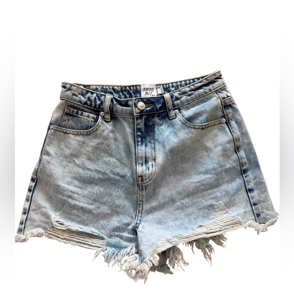 Princess Polly Light Blue Distressed Denim Shorts